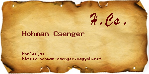 Hohman Csenger névjegykártya